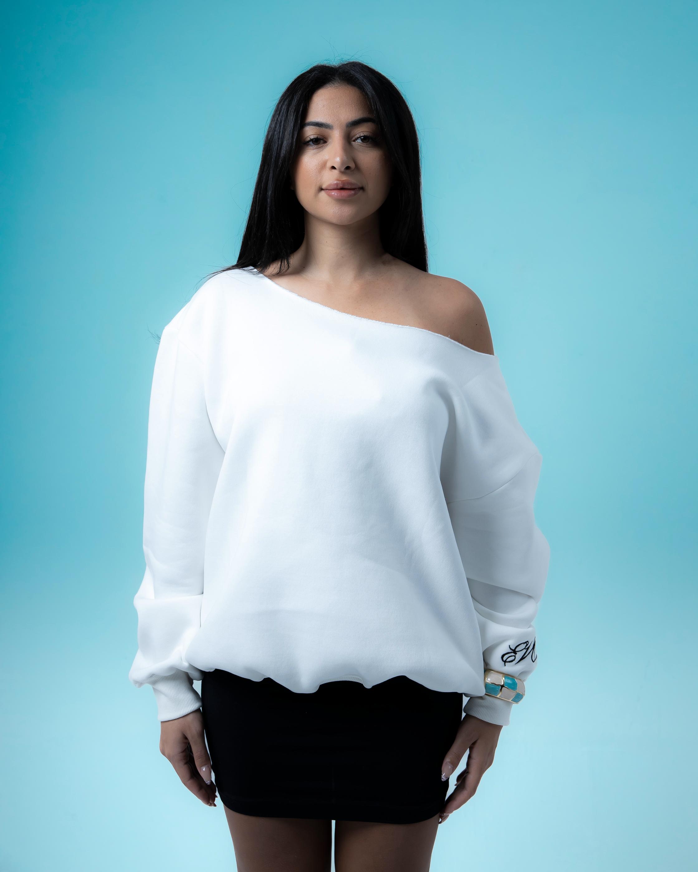 "OFF-SHOULDER" White Sweater