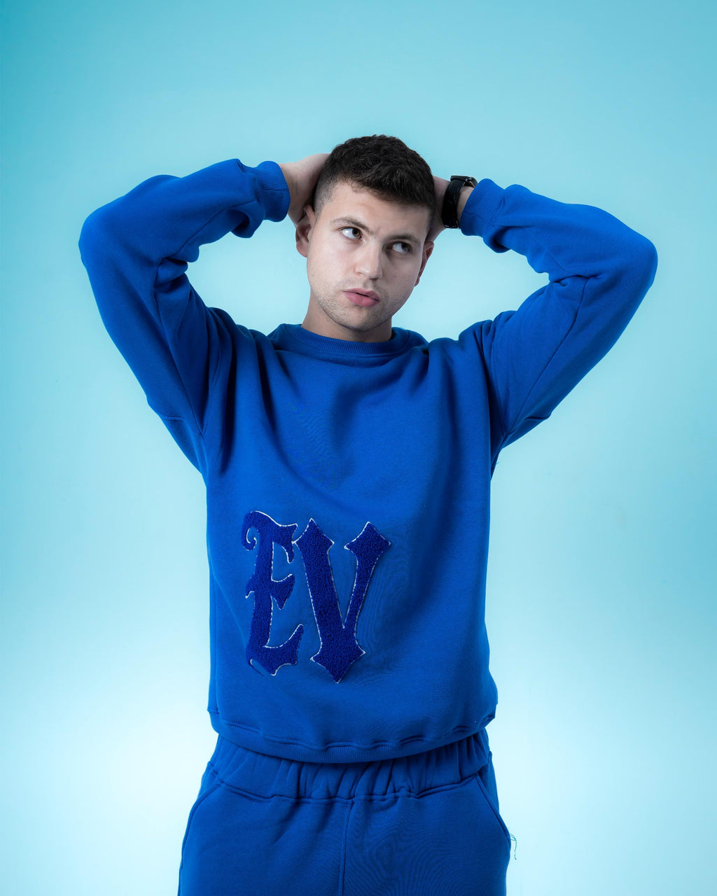 Blue Crewneck and Blue Pants