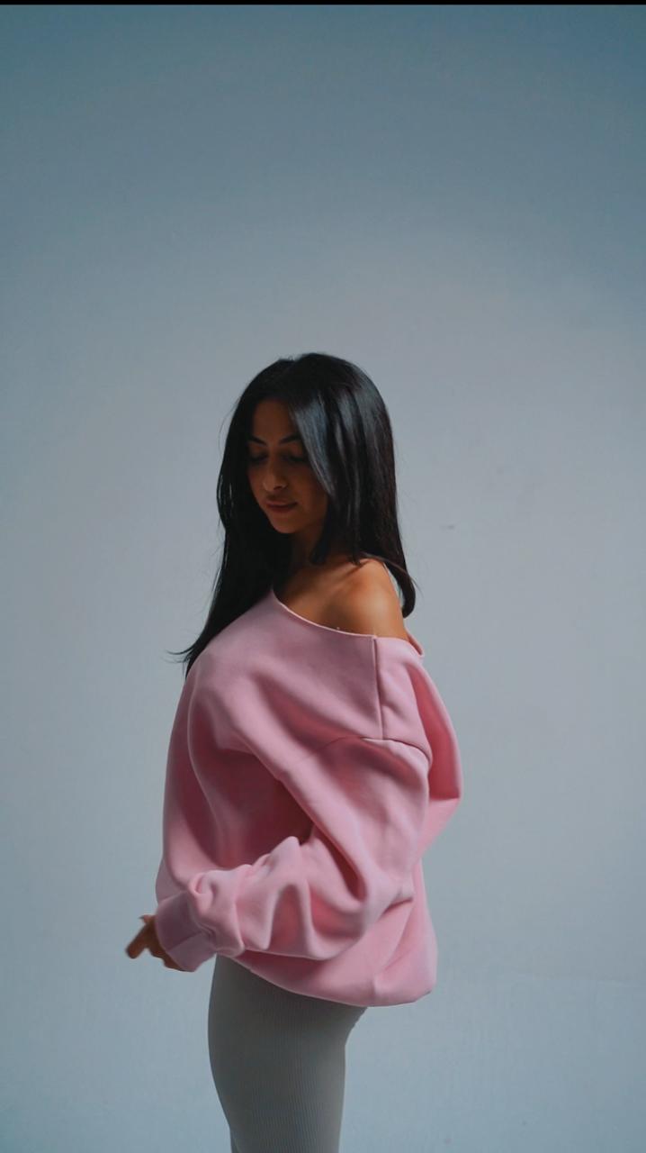 "OFF-SHOULDER" Baby Pink Sweater