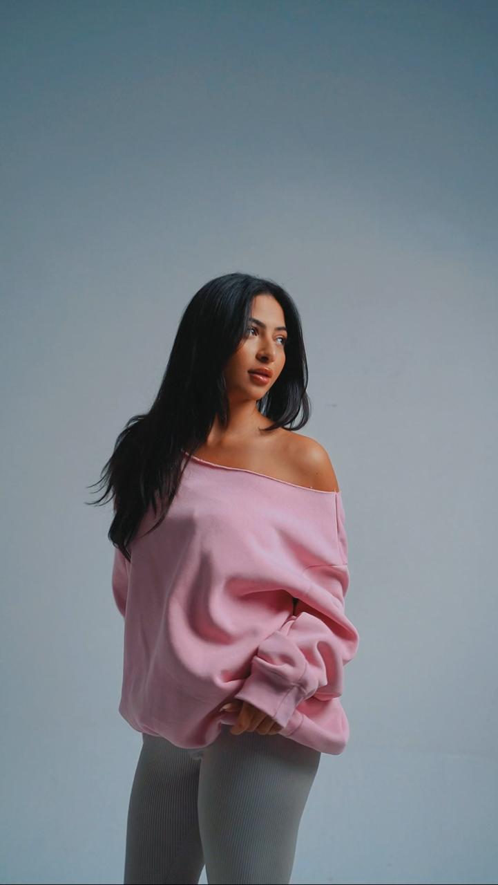 "OFF-SHOULDER" Baby Pink Sweater